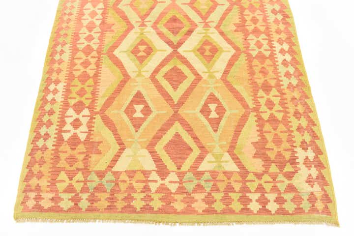 4' 7 x 6' 6 Hand Woven Kilim Waziri Wool Rug