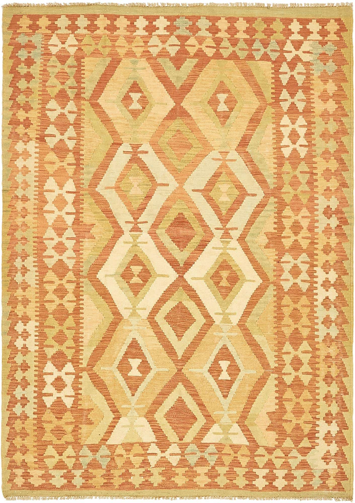 4' 7 x 6' 6 Hand Woven Kilim Waziri Wool Rug