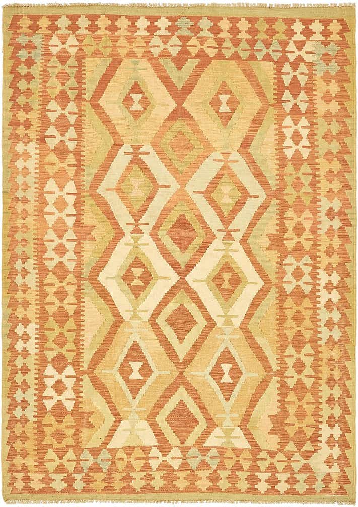 4' 7 x 6' 6 Hand Woven Kilim Waziri Wool Rug