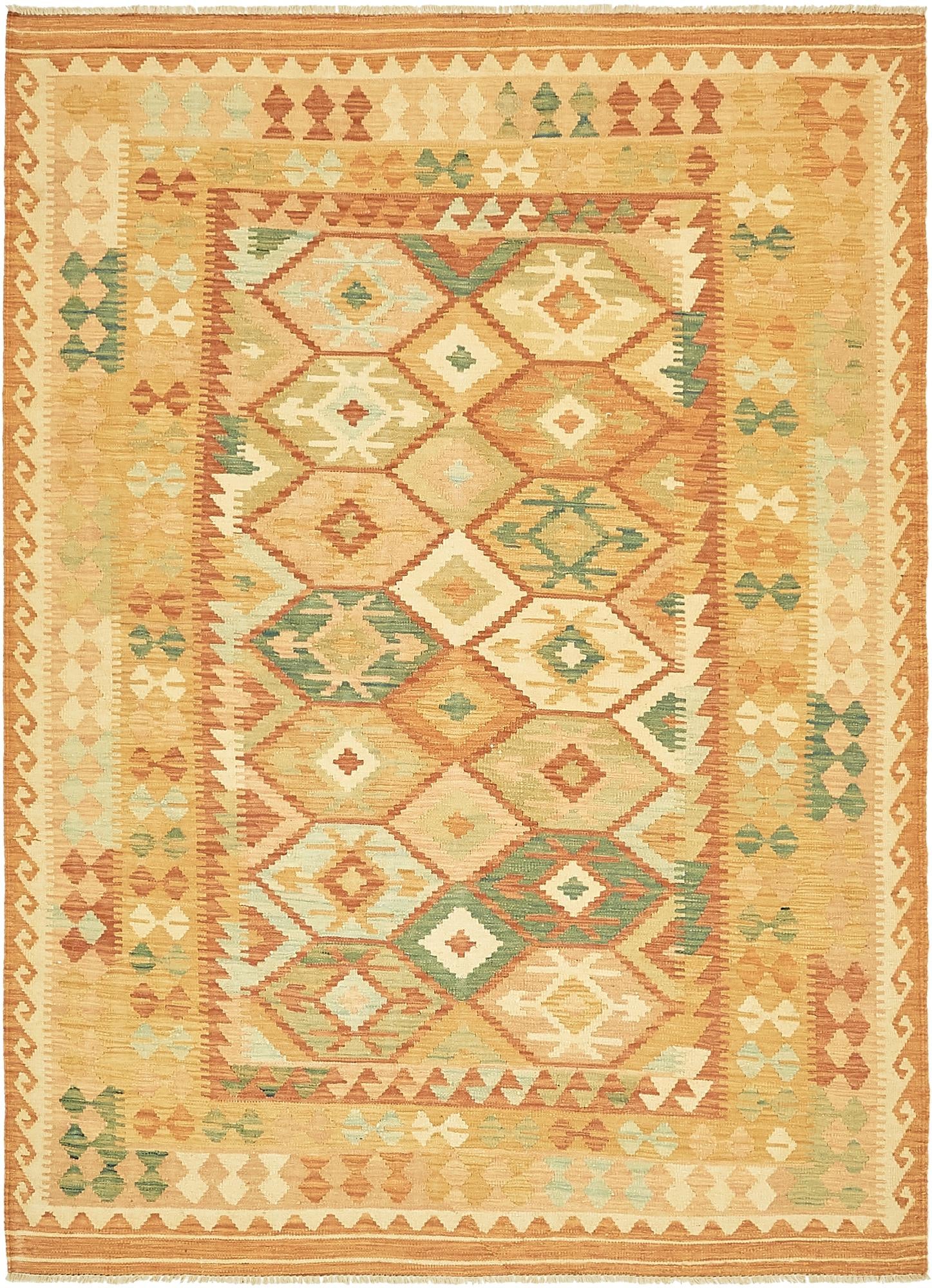 4' 10 x 6' 9 Hand Woven Kilim Waziri Wool Rug