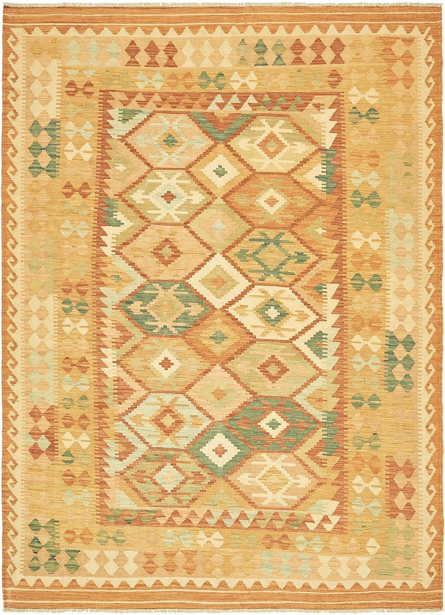 4' 10 x 6' 9 Hand Woven Kilim Waziri Wool Rug