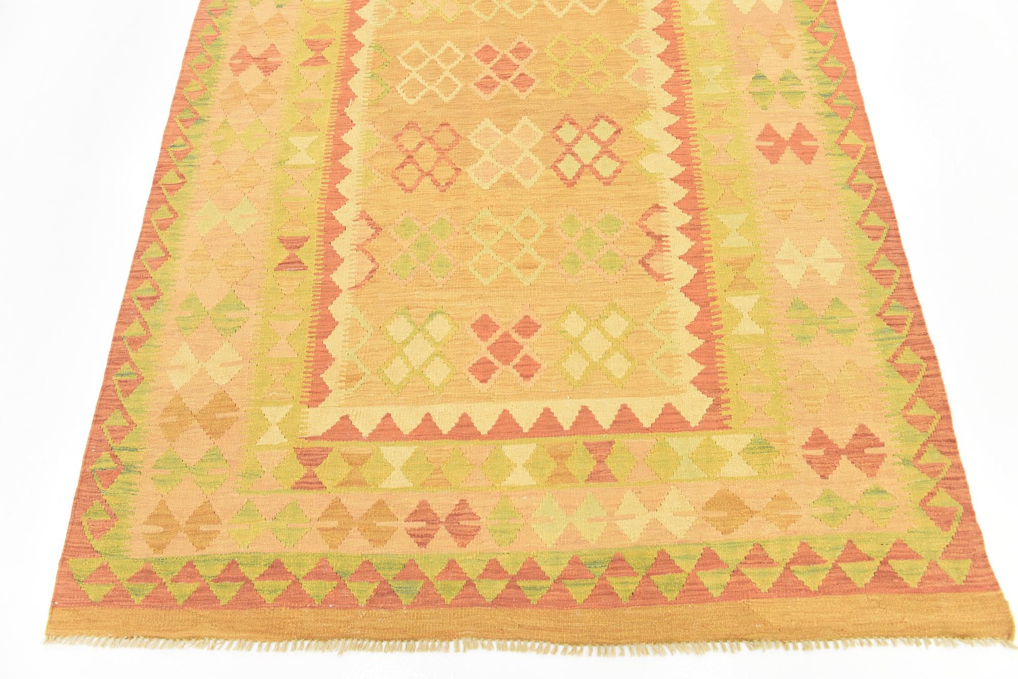 4' 10 x 6' 9 Hand Woven Kilim Waziri Wool Rug