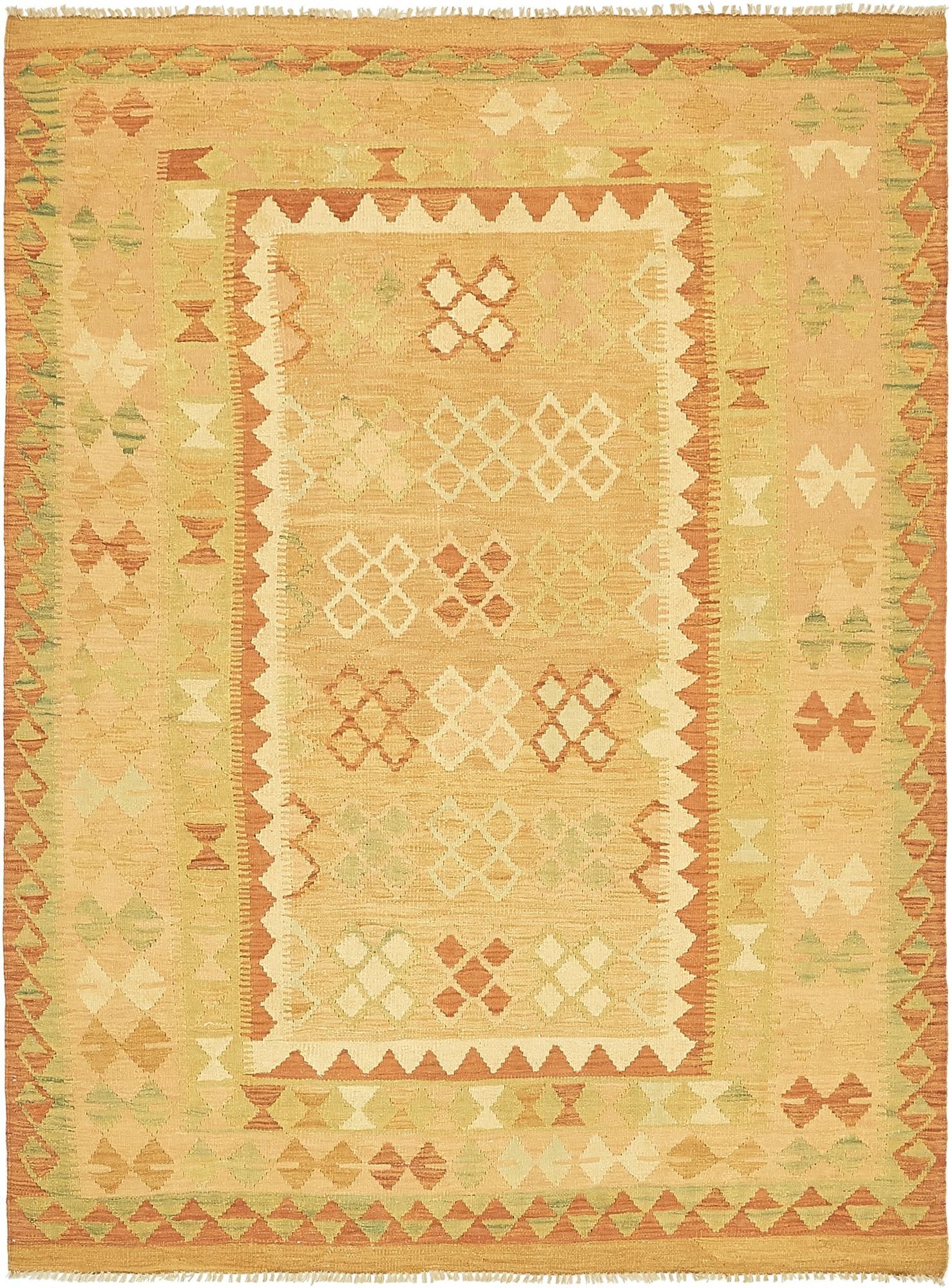 4' 10 x 6' 9 Hand Woven Kilim Waziri Wool Rug