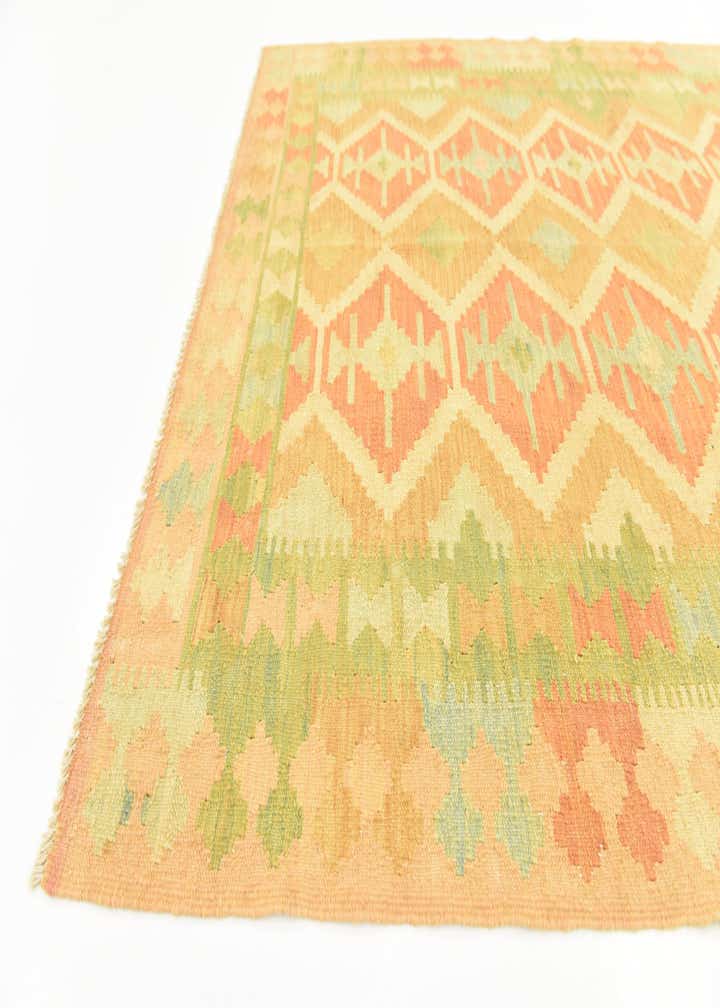4' 6 x 6' 7 Hand Woven Kilim Waziri Wool Rug