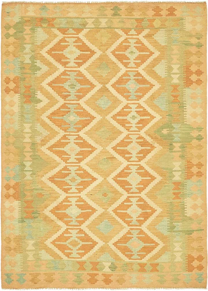 4' 6 x 6' 7 Hand Woven Kilim Waziri Wool Rug