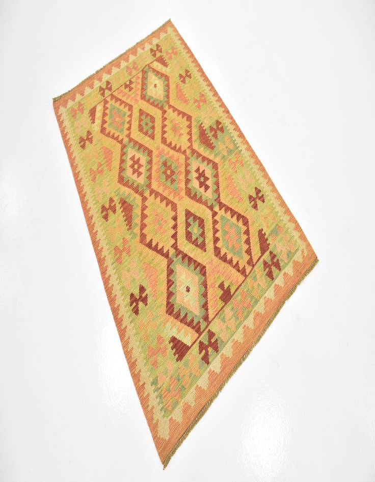 Detail image of 3' 5 x 5'  Hand Woven Kilim Waziri Wool Rug