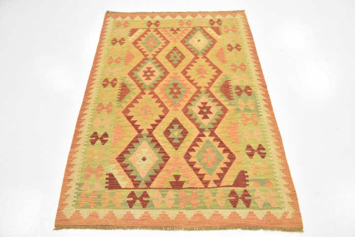 3' 5 x 5' Hand Woven Kilim Waziri Wool Rug