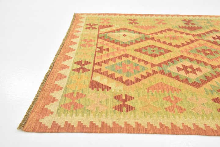3' 5 x 5' Hand Woven Kilim Waziri Wool Rug