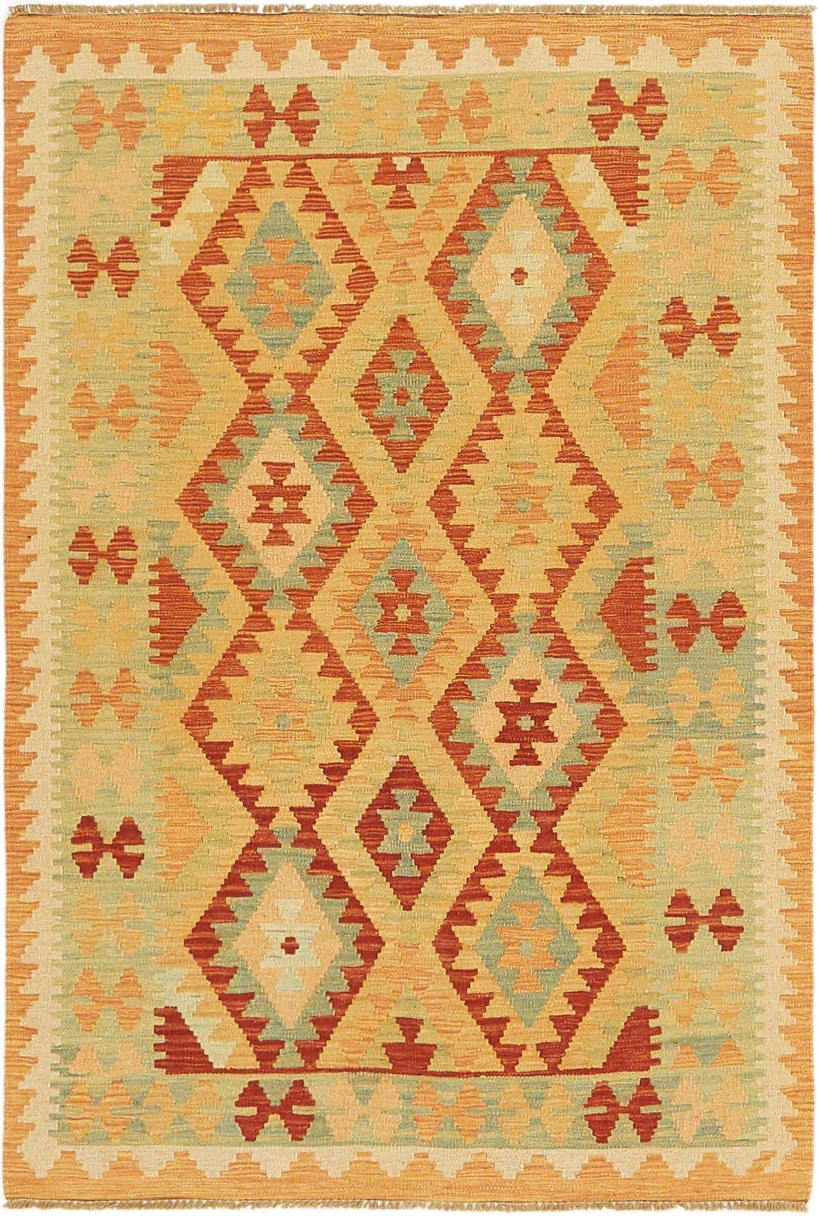 3' 5 x 5' Hand Woven Kilim Waziri Wool Rug
