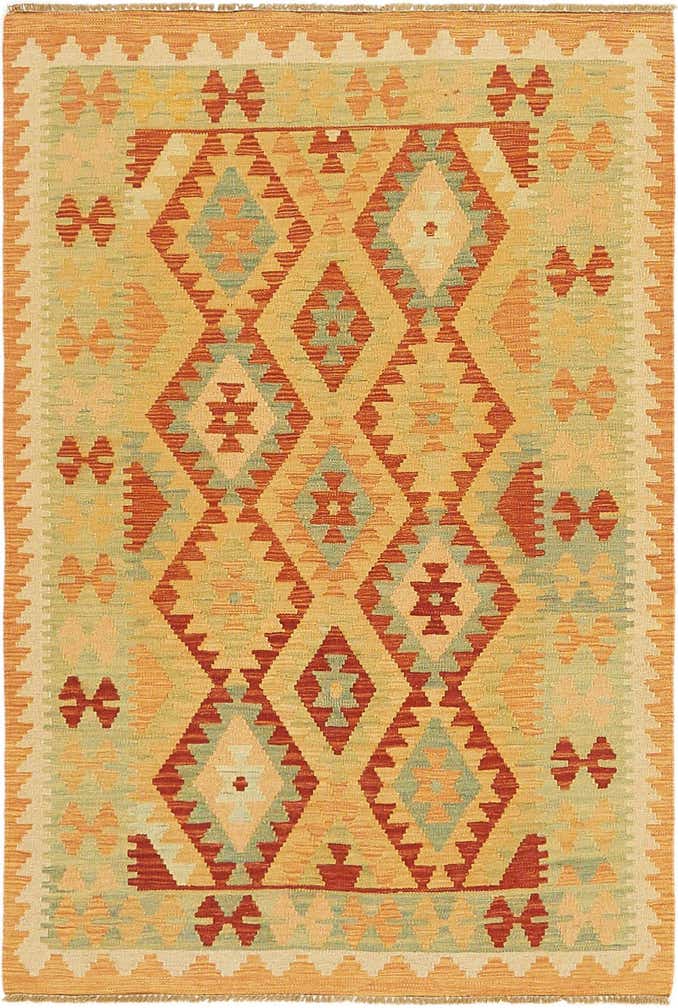 3' 5 x 5' Hand Woven Kilim Waziri Wool Rug