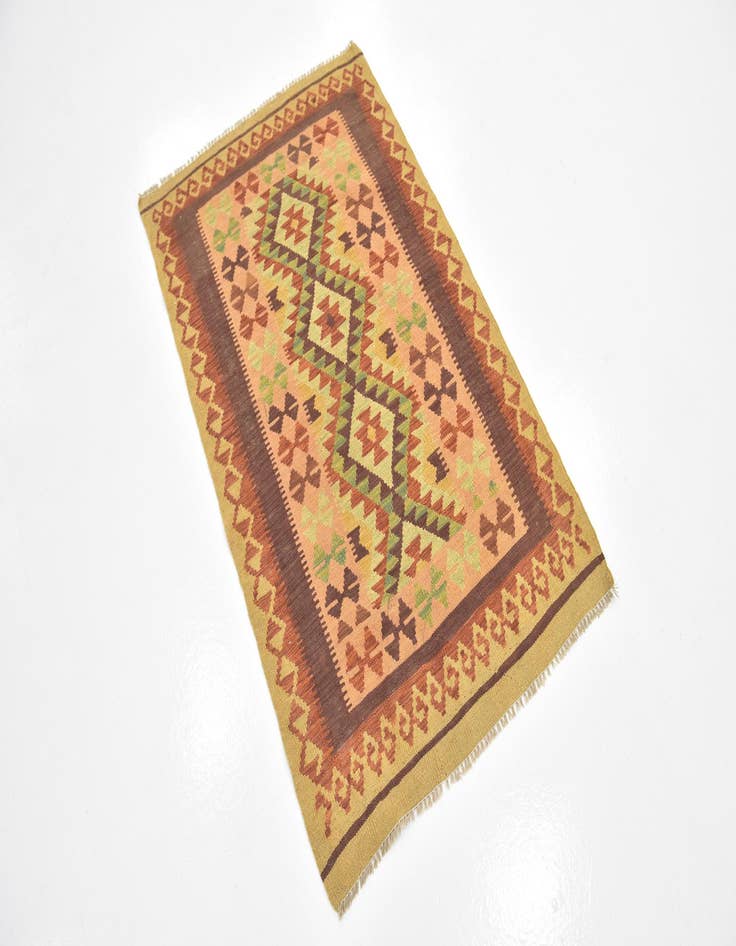 Detail image of 2' 9 x 4' 5  Hand Woven Kilim Waziri Wool Rug