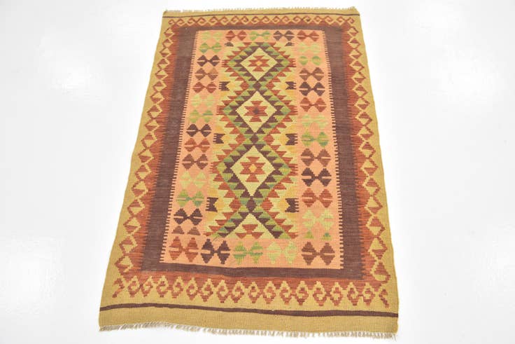 Detail image of 85cm x 135cm Hand Woven Kilim Waziri Wool Rug