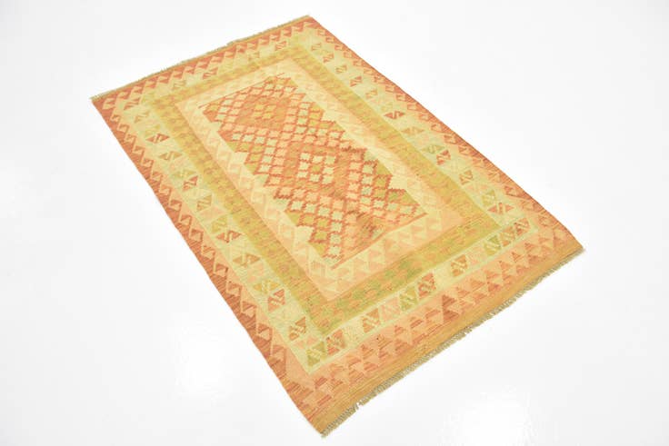 Detail image of 3' 4 x 5' 2 Hand Woven Kilim Waziri Wool Rug