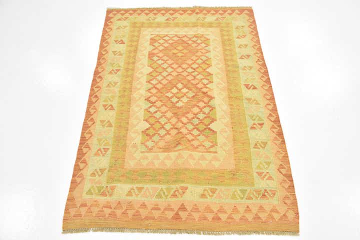 3' 4 x 5' 2 Hand Woven Kilim Waziri Wool Rug