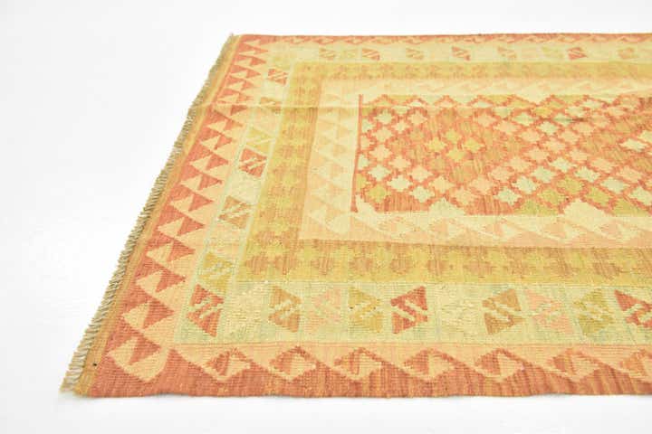 3' 4 x 5' 2 Hand Woven Kilim Waziri Wool Rug