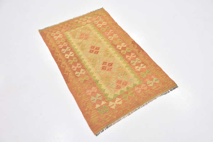 2' 7 x 4' 3 Hand Woven Kilim Waziri Wool Rug