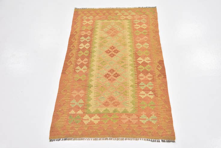 Detail image of 2' 7 x 4' 3 Hand Woven Kilim Waziri Wool Rug