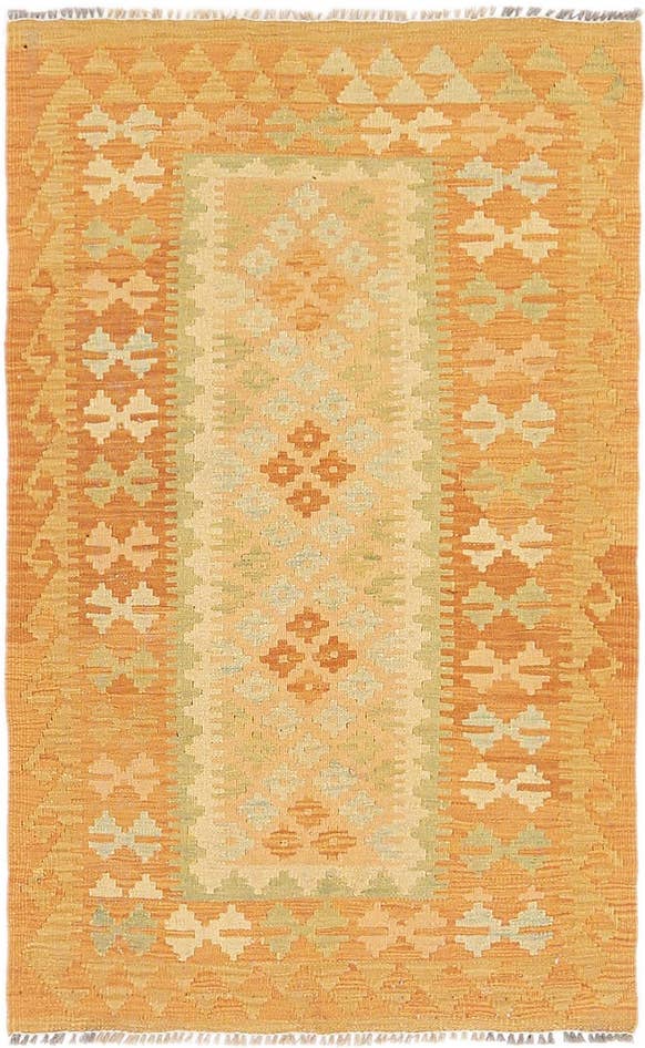 Detail image of 2' 7 x 4' 3 Hand Woven Kilim Waziri Wool Rug