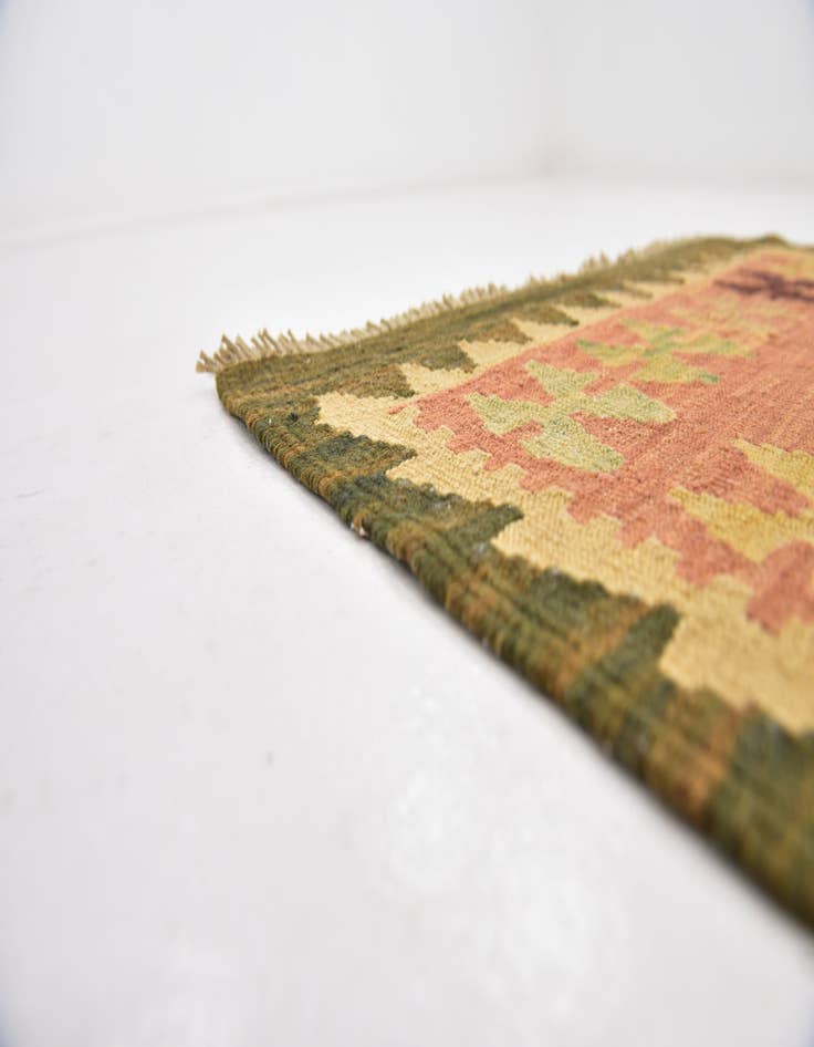 Detail image of 2' 4 x 4' 2 Hand Woven Kilim Waziri Wool Rug