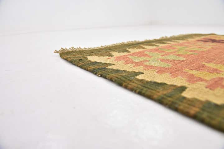 2' 4 x 4' 2 Hand Woven Kilim Waziri Wool Rug