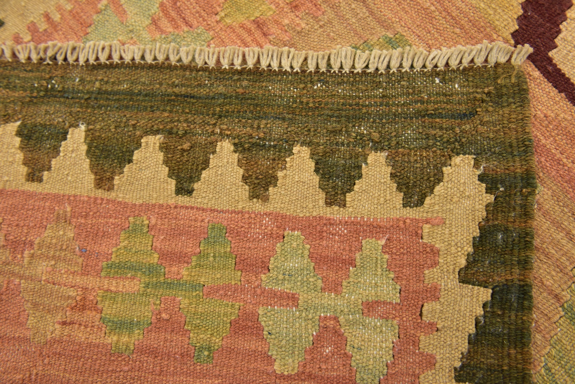2' 4 x 4' 2 Hand Woven Kilim Waziri Wool Rug