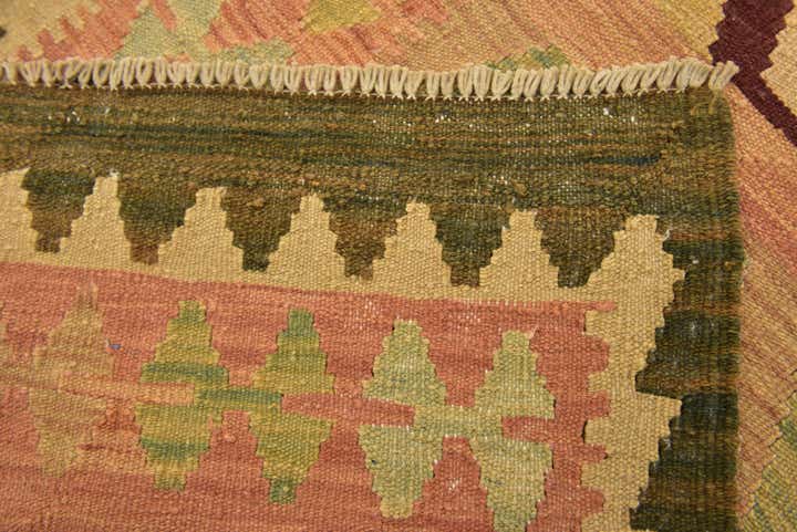 2' 4 x 4' 2 Hand Woven Kilim Waziri Wool Rug