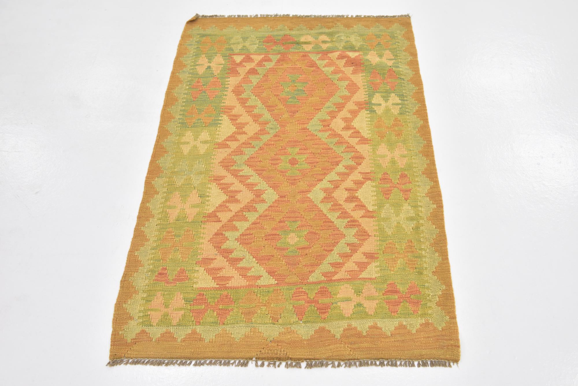 2' 8 x 4' 3 Hand Woven Kilim Waziri Wool Rug