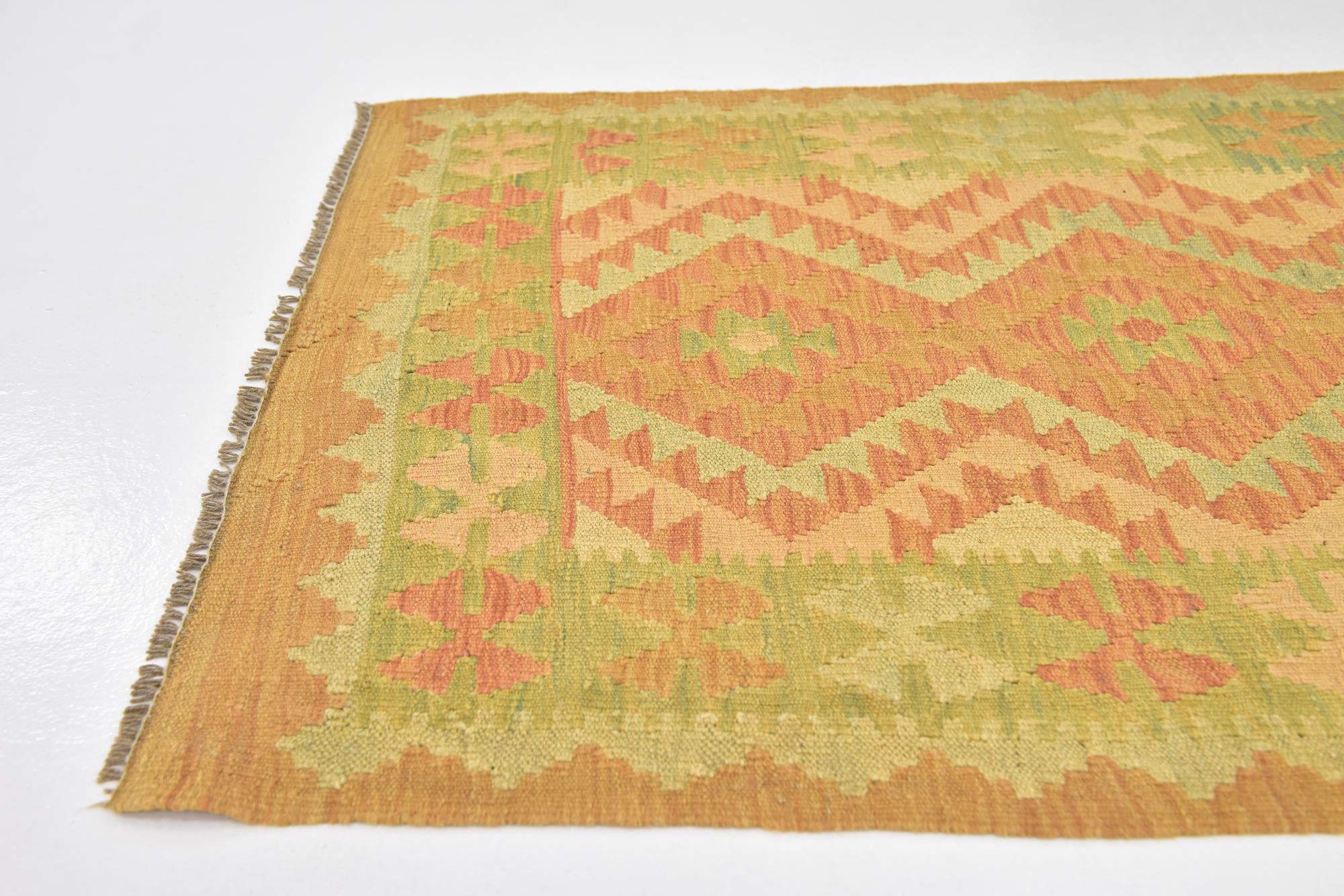 2' 8 x 4' 3 Hand Woven Kilim Waziri Wool Rug