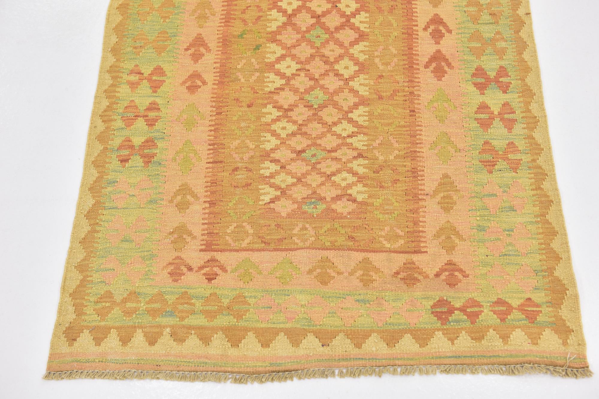 2' 8 x 4' Hand Woven Kilim Waziri Wool Rug