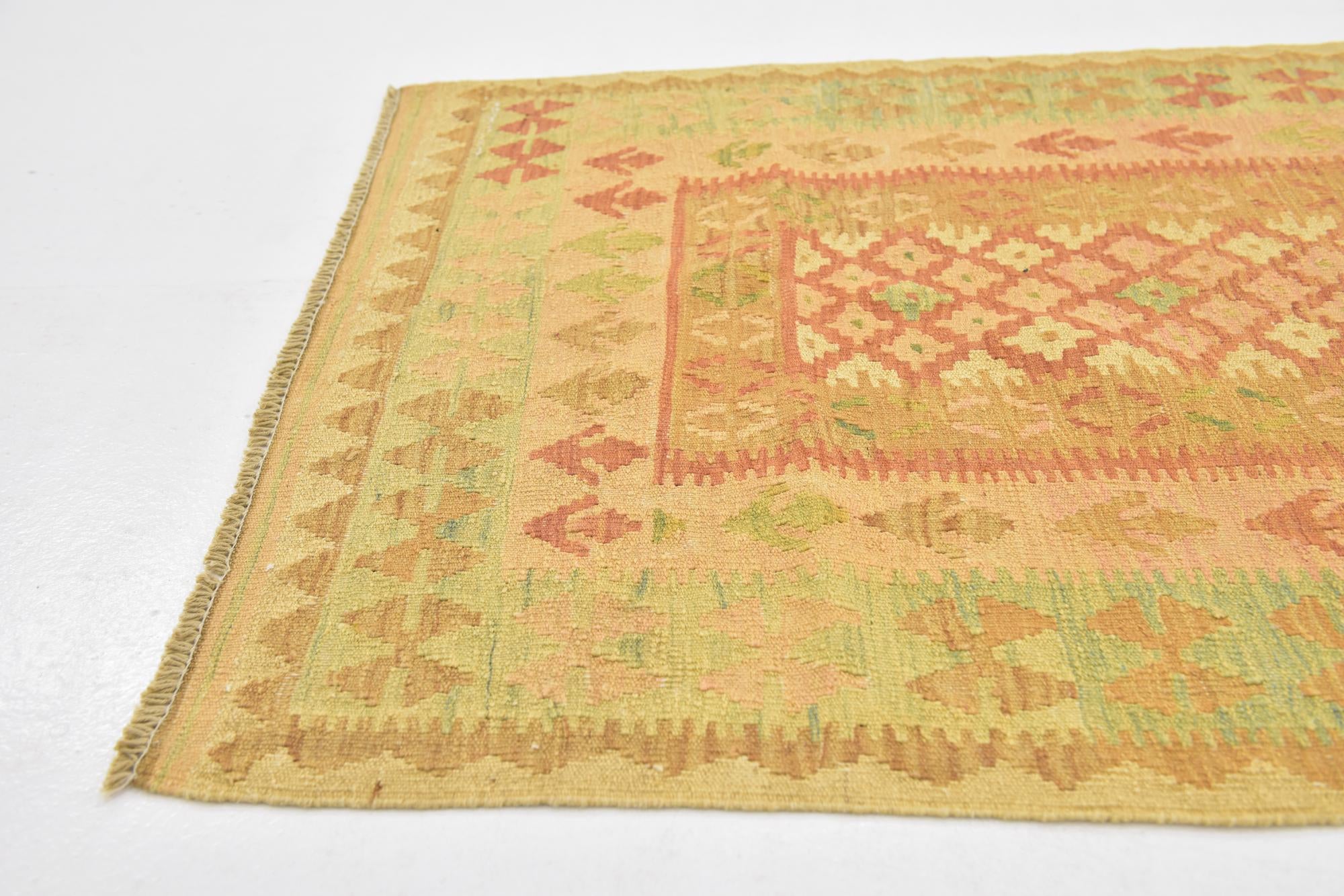 2' 8 x 4' Hand Woven Kilim Waziri Wool Rug
