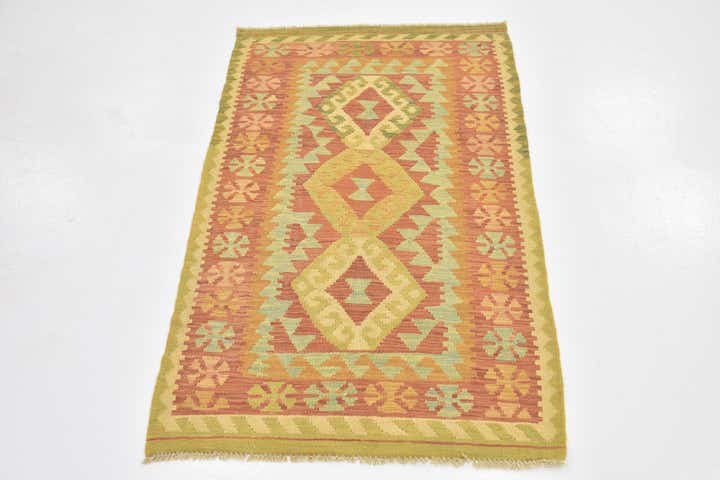 2' 6 x 4' 6 Hand Woven Kilim Waziri Wool Rug