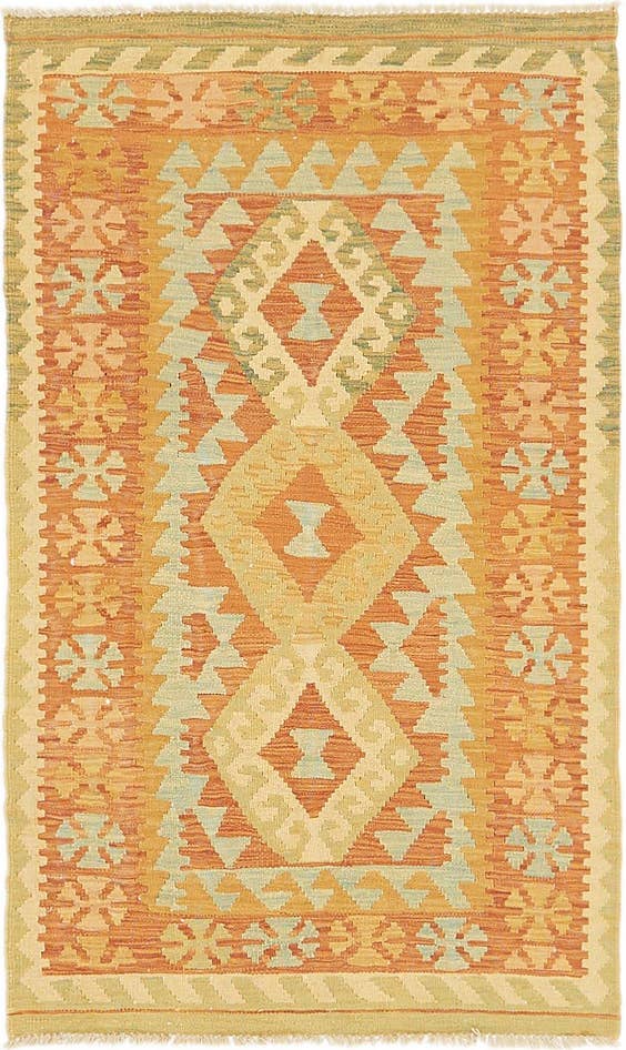 Detail image of 2' 6 x 4' 6 Hand Woven Kilim Waziri Wool Rug