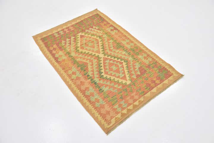 2' 10 x 4' 5 Hand Woven Kilim Waziri Wool Rug