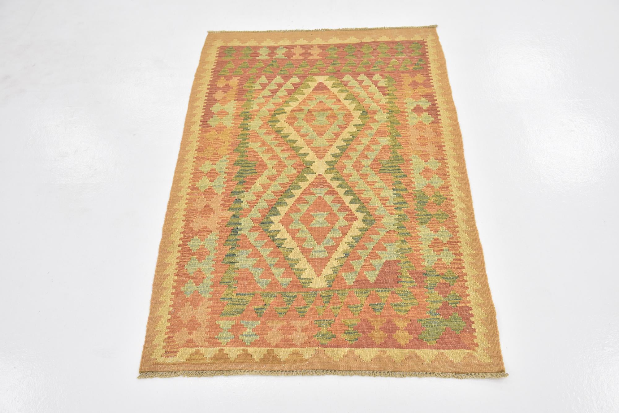2' 10 x 4' 5 Hand Woven Kilim Waziri Wool Rug