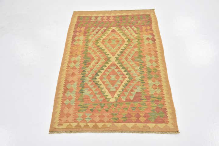2' 10 x 4' 5 Hand Woven Kilim Waziri Wool Rug