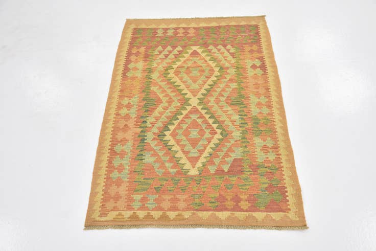 Detail image of 2' 10 x 4' 5 Hand Woven Kilim Waziri Wool Rug