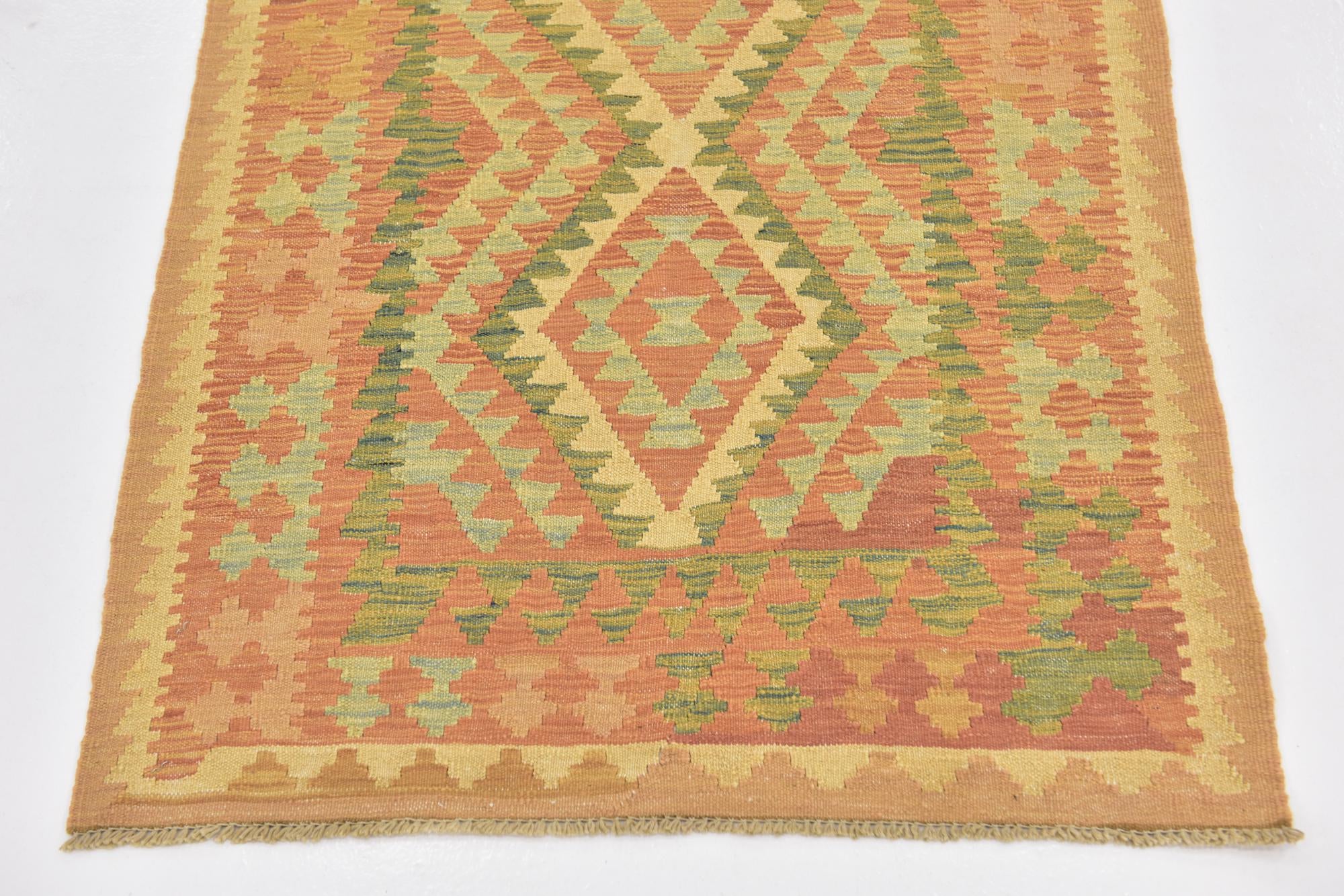 2' 10 x 4' 5 Hand Woven Kilim Waziri Wool Rug