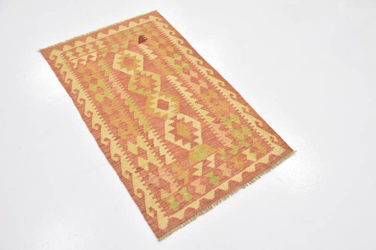 Detail image of 2' 5 x 4' 2 Hand Woven Kilim Waziri Wool Rug