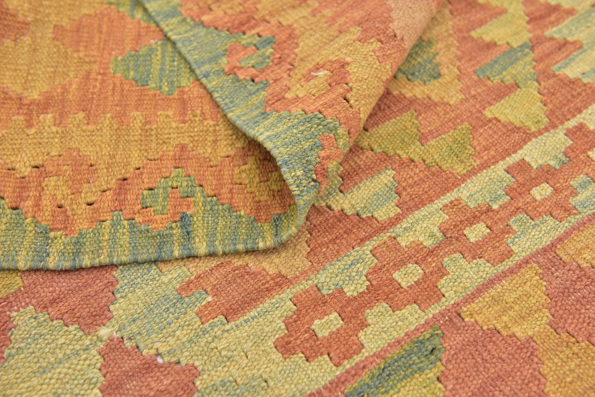 2' 9 x 4' 2 Hand Woven Kilim Waziri Wool Rug