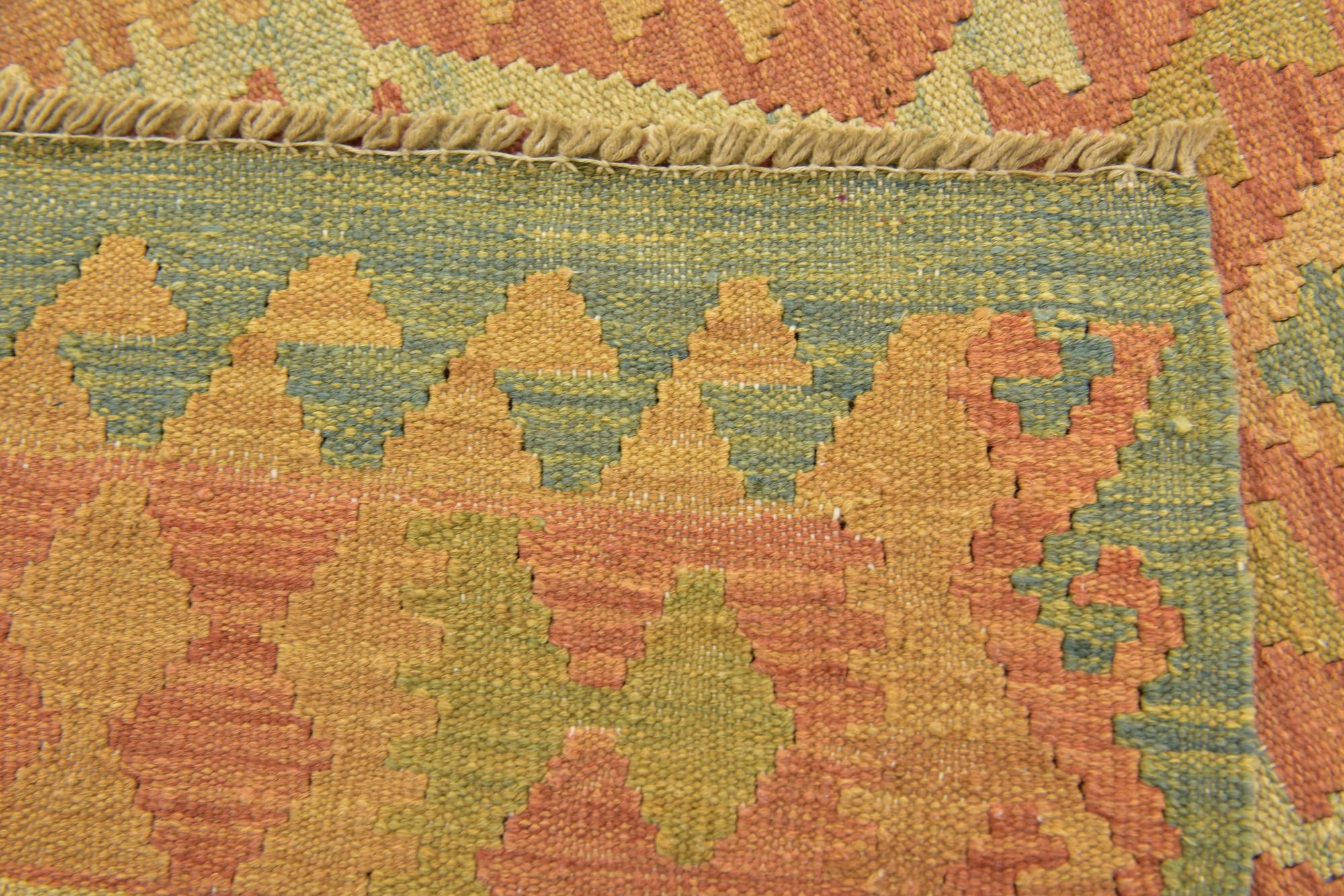 2' 9 x 4' 2 Hand Woven Kilim Waziri Wool Rug