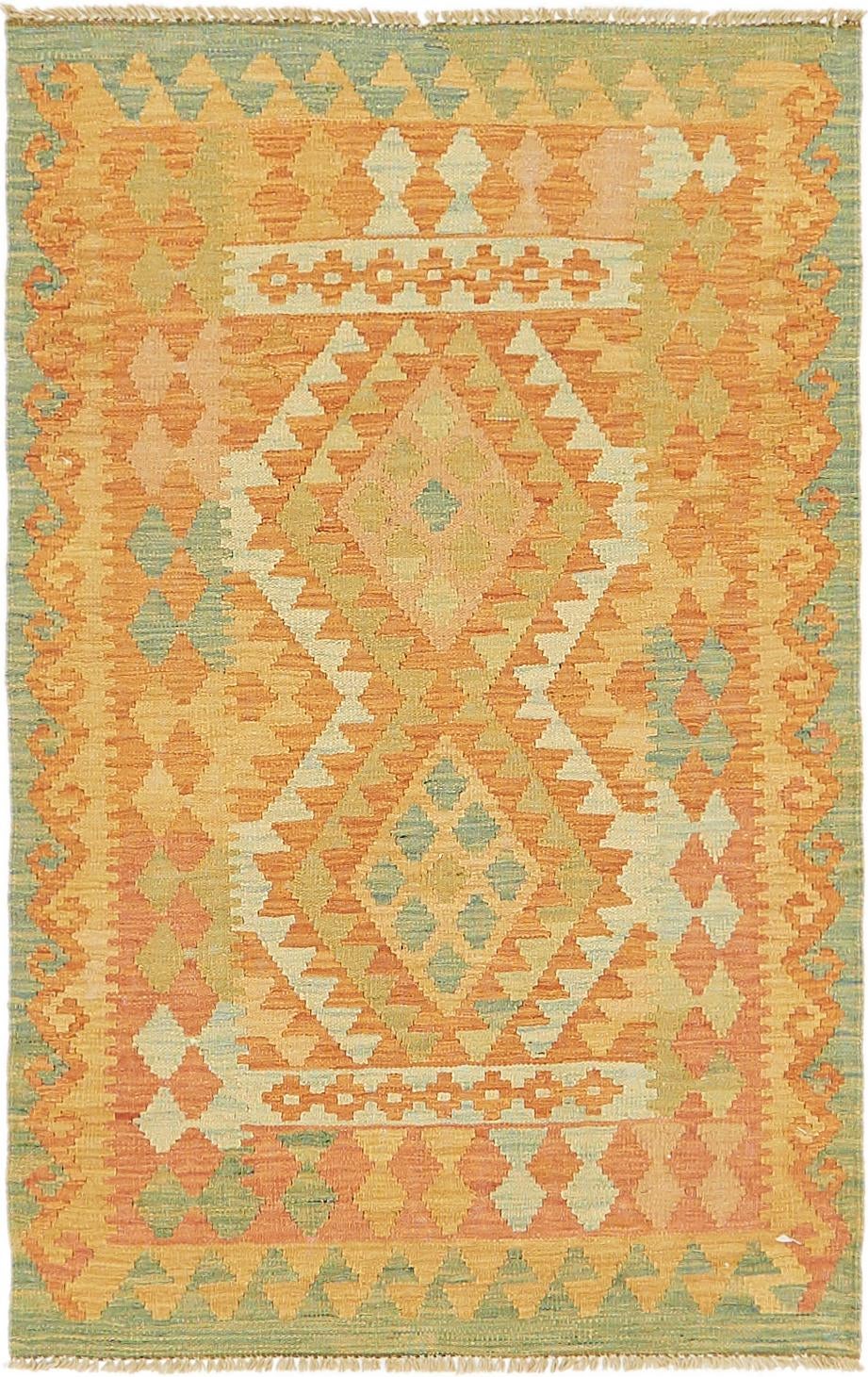 2' 9 x 4' 2 Hand Woven Kilim Waziri Wool Rug