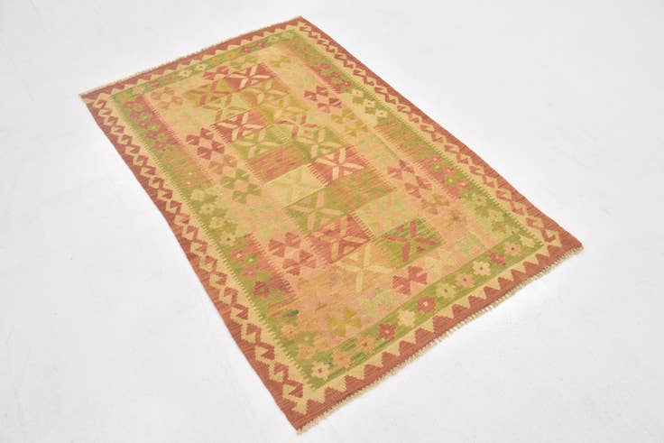 Detailansicht von 90cm x 145cm Handgewebt Kilim Waziri Wolle Teppich
