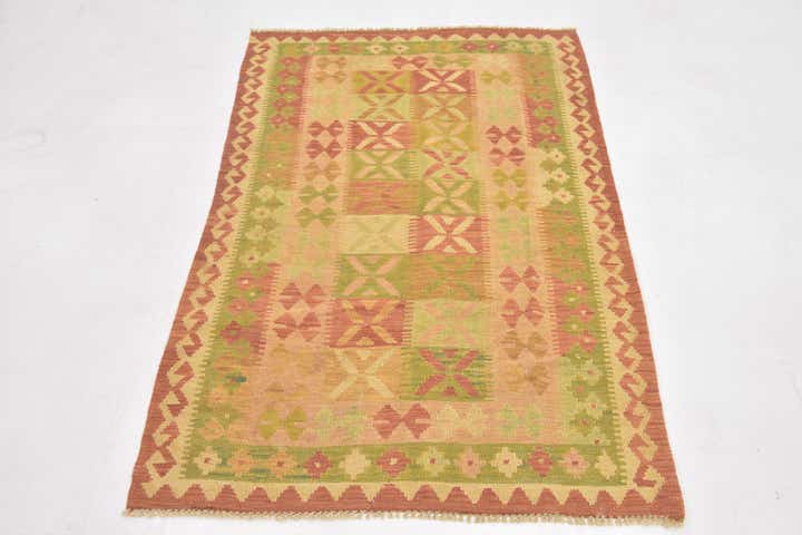 90cm x 145cm Handgewebt Kilim Waziri Wolle Teppich