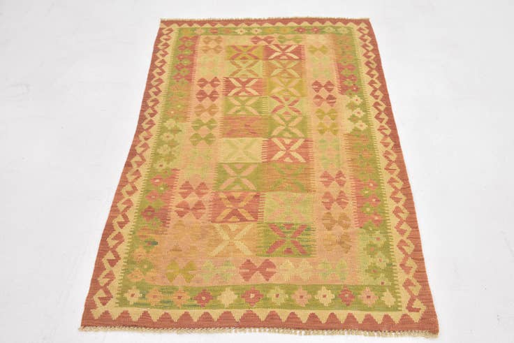 Detailansicht von 90cm x 145cm Handgewebt Kilim Waziri Wolle Teppich