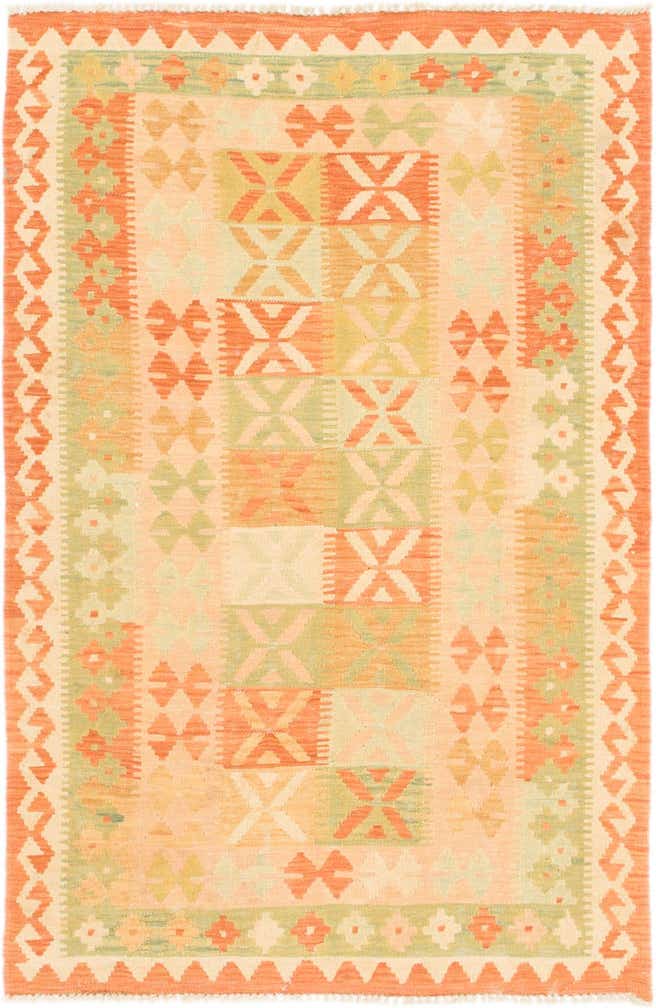 90cm x 145cm Handgewebt Kilim Waziri Wolle Teppich