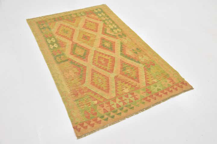 3' 3 x 5' 2 Hand Woven Kilim Waziri Wool Rug