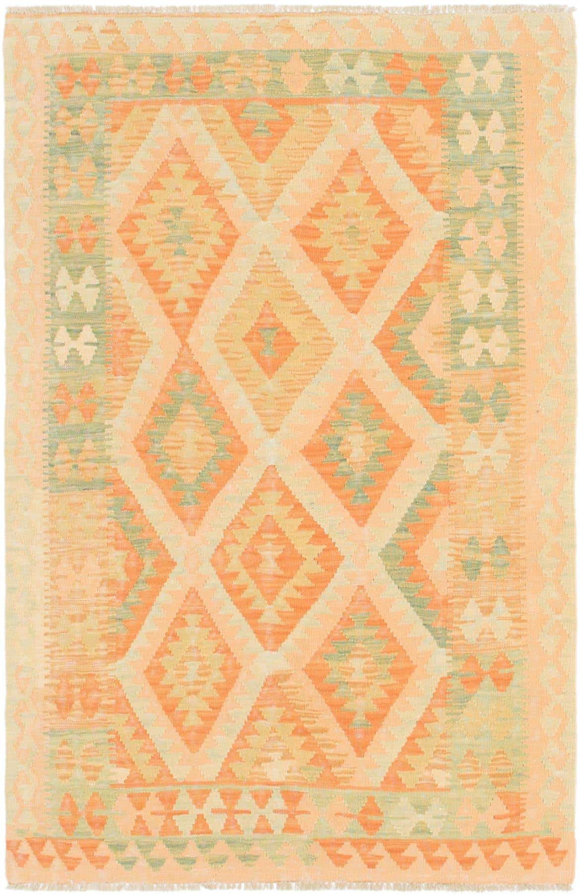 3' 3 x 5' 2 Hand Woven Kilim Waziri Wool Rug