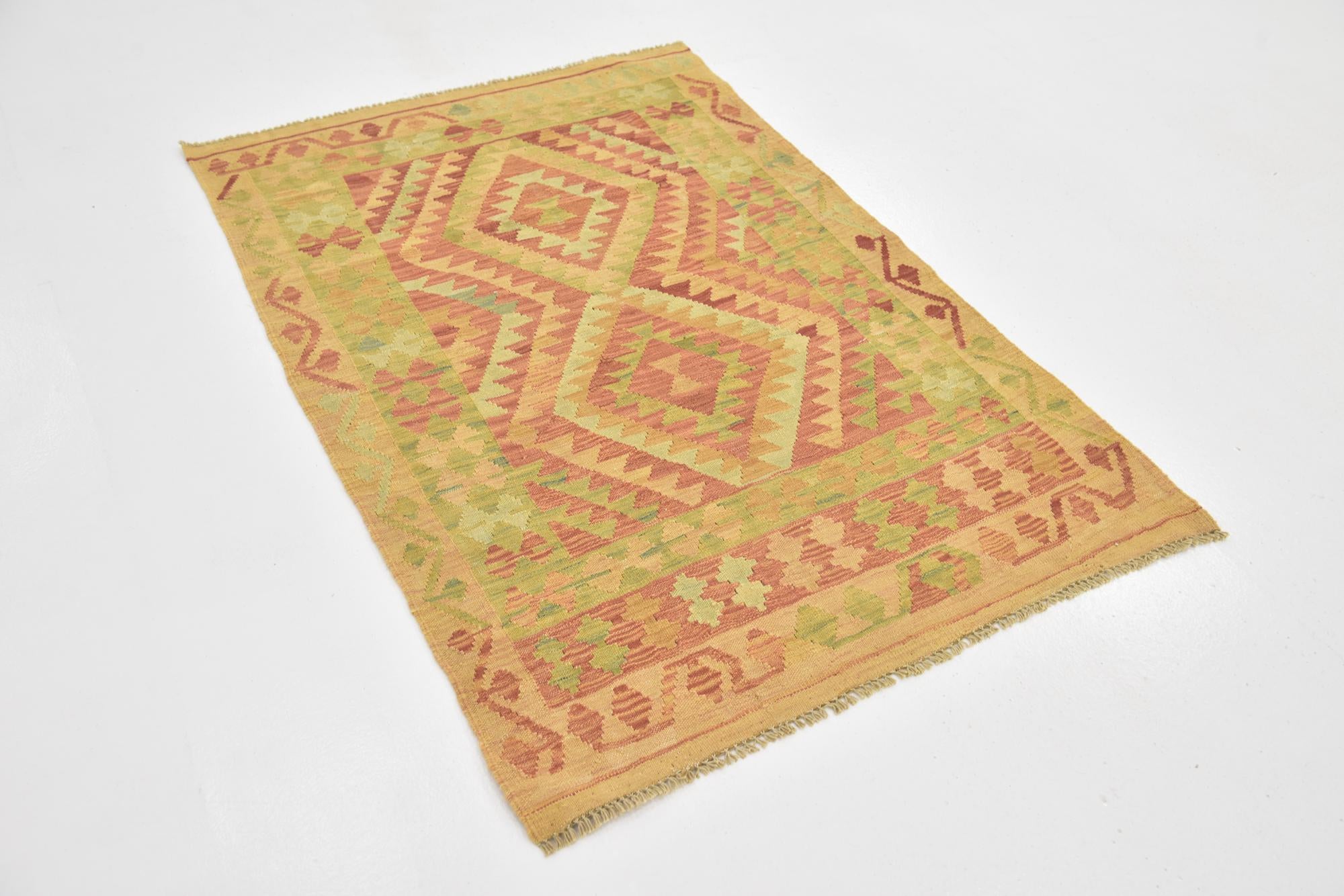 3' 3 x 5' Hand Woven Kilim Waziri Wool Rug