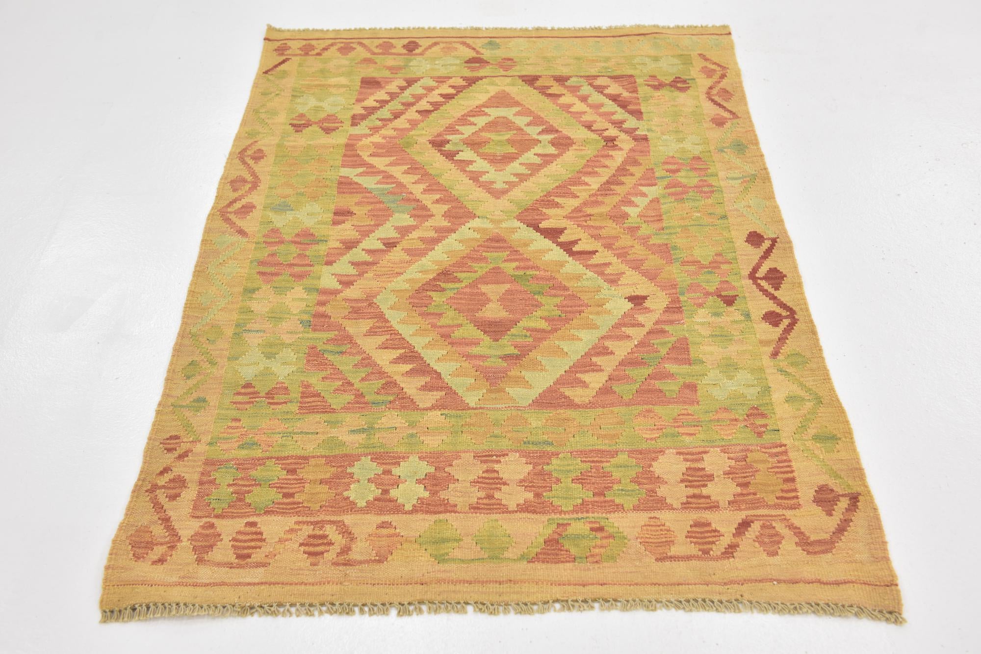 3' 3 x 5' Hand Woven Kilim Waziri Wool Rug
