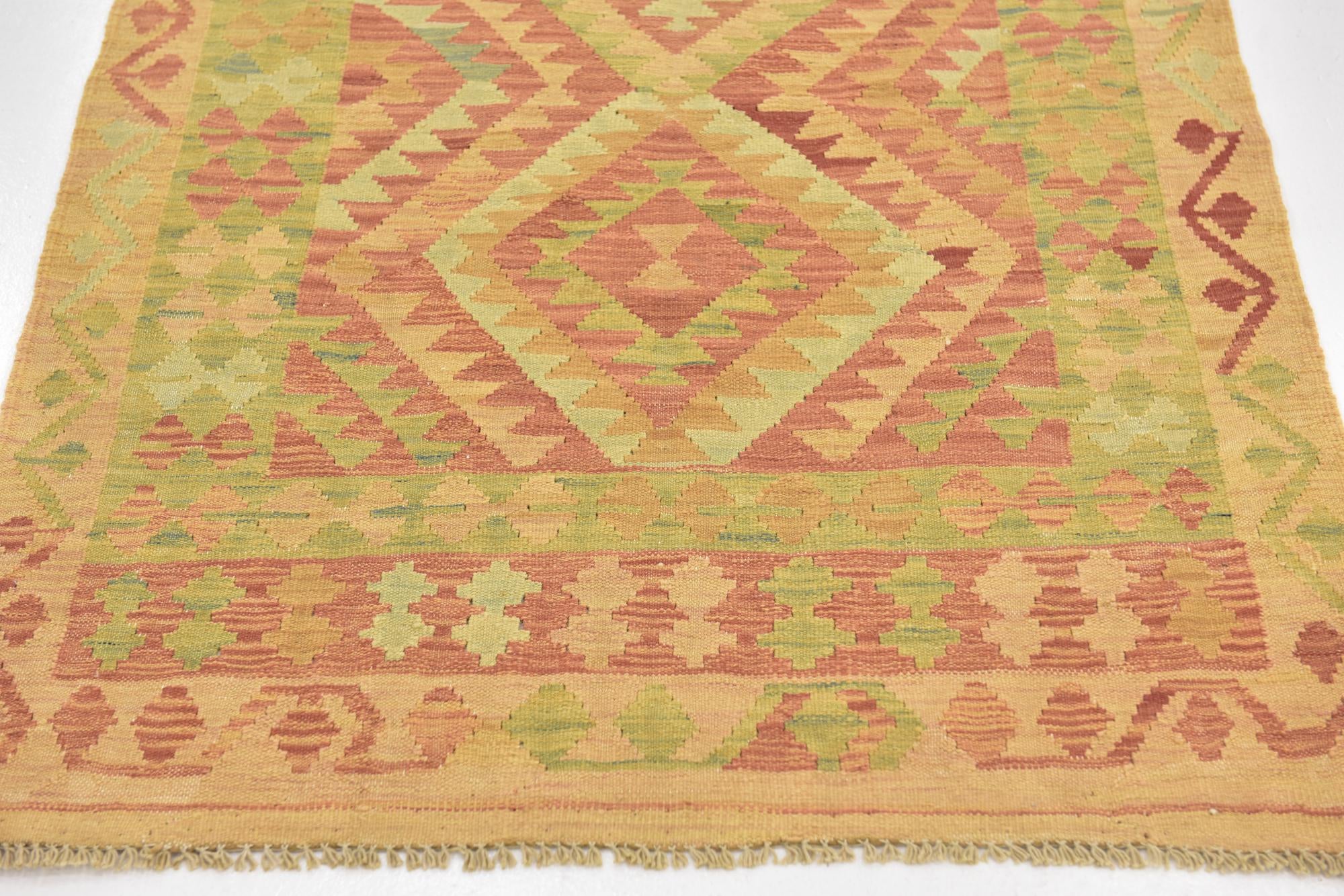 3' 3 x 5' Hand Woven Kilim Waziri Wool Rug
